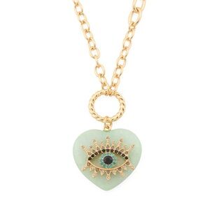 Kurt Geiger Heart With Gold  Blue Evil Eye Pendant BNWT 16" To 18" Chain PL Ms